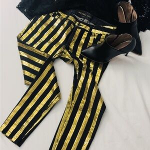 Michael Kors Black and Gold Cropped Pants